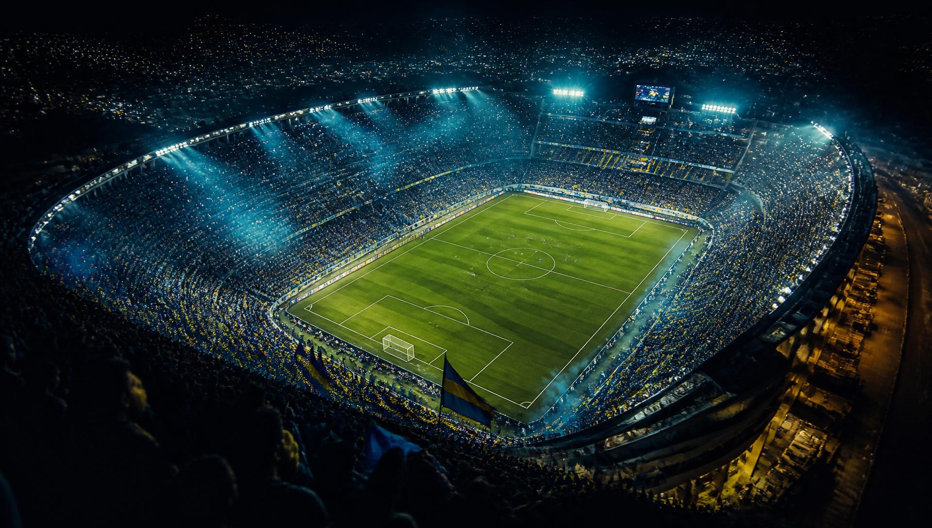 Cinematic football stadium at night